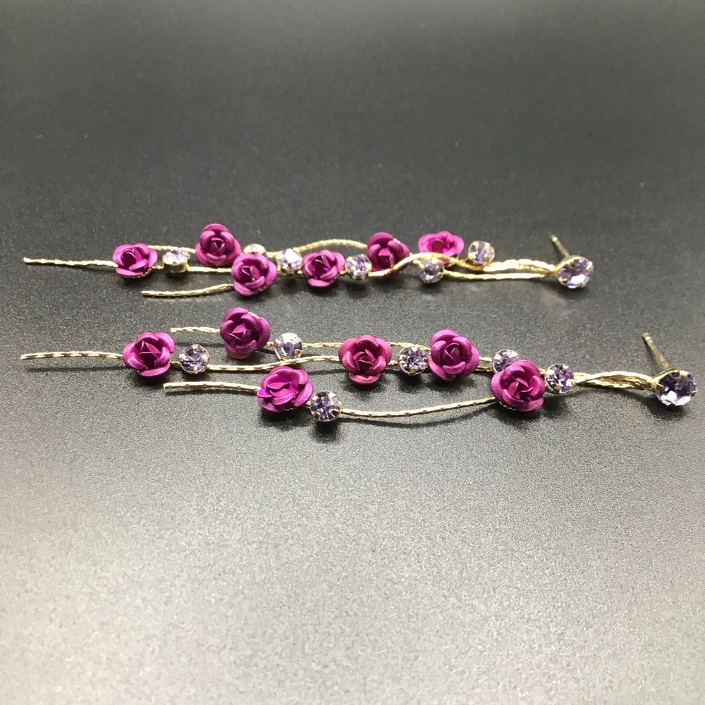 SOLD Rhinestones and Roses Earrings - Picture 2 of 2
